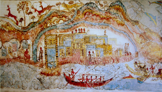 Ship procession fresco, Akrotiri, Minoan, c. 1600 BCE